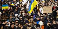 Protesto em Zurique, na Suíça, contra invasão da Ucrânia pela Rússia  Foto: EPA / Ansa - Brasil