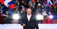 Vladimir Putin em discurso no Estádio Luzhniki, em Moscou  Foto: EPA / Ansa - Brasil