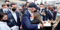 Biden se encontrou com refugiada ucraniana   Foto: Evelyn Hockstein / Reuters