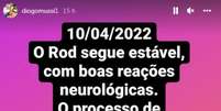 Nos stories, irmão de Rodrigo Mussi diz que o ex-BBB renasceu.  Foto: Instagram/@diogomussi1 / Estadão