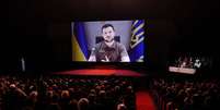Presidente ucraniano discursou no evento cinematográfico  Foto: EPA / Ansa - Brasil