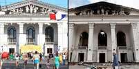 O teatro de Mariupol ficou em ruínas após o bombardeio  Foto: ShutterstockReuters / BBC News Brasil