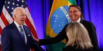 Segundo autoridades brasileiras, o clima do encontro entre Biden e Bolsonaro foi amistoso  Foto: Itamaraty / BBC News Brasil