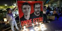 Ato cobrando empenho das autoridades brasileiras nas buscas por Phillips e Pereira. Dupla desapareceu em 5 de junho  Foto: DW / Deutsche Welle