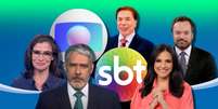 Âncoras do ‘JN’, Silvio Santos e apresentadores do ‘SBT Brasil’: jornalismo em alta  Foto: Blog Sala de TV