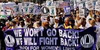 Protesto pela manutenção do direito ao aborto nos EUA no início dos anos 1990  Foto: Getty Images / BBC News Brasil