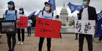 Dissidentes chineses nos EUA marcam o 32º aniversário dos protestos na Praça da Paz Celestial  Foto: Getty Images / BBC News Brasil