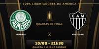 Palmeiras e Atlético-MG disputam uma vaga na semifinal da Libertadores (Arte: Lance!)  Foto: Lance!