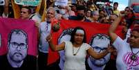 Imagem de uma manifestação sobre os assassinatos do indigenista Bruno Pereira e do jornalista inglês Dom Phillips, ocorridos na Amazônia.  Foto: Imagem: Alberto César Araújo/Amazônia Real / Alma Preta