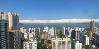 Imagem de nuvem gigante em forma de rolo em Santos (SP)  Foto: Mártin Pasini / Twitter @martinpasini