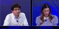 Pietra Bertolazzi e Leonardo Grandini discutem ao vivo  Foto: Reprodução