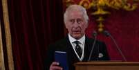 Charles III é proclamado rei do Reino Unido, após a morte de sua mãe, a rainha Elizabeth II  Foto:  Victoria Jones/Pool  / Reuters
