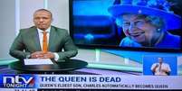 Legenda errada fez o público rir durante noticiário sobre a morte de Elizabeth  Foto: Reprodução
