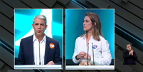 Candidatos Felipe D'Avila (Novo) e Soraya Thronicke (União) participam de debate presidencial  Foto: Reprodução/ YouTube SBT News