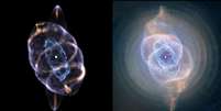 À esquerda, o novo modelo 3D da Olho de Gato; à direita a imagem feita pelo Hubble (Imagem: Reprodução/Ryan Clairmont/NASA/ESA/HEIC/The Hubble Heritage Team)  Foto: Canaltech