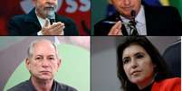Lula, Bolsonaro, Ciro e Simone Tebet  Foto: Reprodução/Agência Brasil, Reuters, Estadão Conteúdo