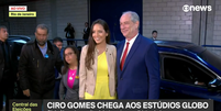 Candidato à Presidência Ciro Gomes (PDT) chega aos estúdios da TV Globo para participar de debate  Foto: TV Globo