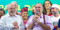 Lula durante evento de campanha em Belo Horizonte neste domingo, 9  Foto: Divulgação/Ricardo Stuckert   