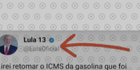 Reprodução de postagem falsa atribuída a Lula com as frases “irei retomar o ICMS da gasolina que foi cortado no governo Bolsonaro. com isso os estados deixaram de arrecadar, é de fundamental importância o ICMS para os estados e municípíos. peça o povo brasileiro que entenda, a gasolina sofrerá aumento mas é para o bem da nação”  Foto: Aos Fatos