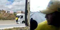 'Patriota do caminhão' ficou agarrado em veículo durante manifestações golpistas  Foto: Reprodução/Twitter