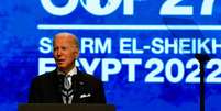 Joe Biden, presidente dos Estados Unidos, em discurso na cop27   Foto: Reuters/Mohamed Abd el Ghany