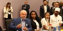 Presidente eleito Lula (PT) durante fala na COP27  Foto: Imagem: Pedro Borges/Alma Preta  / Alma Preta