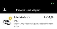 As viagens do Uber Prioridade são mais caras que o UberX, mas mais baratas que o Uber Comfort (Imagem: Reprodução/Uber)  Foto: Canaltech