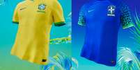 Camisas da seleção na opção amarela, para os titulares, e azul, para a reserva  Foto: Nike