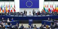 Sessão do Parlamento UE cobrou mais sanções contra a Rússia  Foto: EPA / Ansa - Brasil