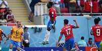 Keysher Fuller, da Costa Rica, comemora seu primeiro gol com Yeltsin Tejeda  Foto: Reuters/Dylan Martinez