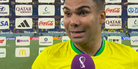 Casemiro fala à imprensa após vitória contra a Suíça  Foto: Reprodução/TV Globo