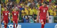 Vlahovic entrou no segundo tempo no jogo contra a Seleção Brasileira (ANDREJ ISAKOVIC / AFP)  Foto: Lance!