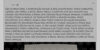 Texto com a afirmação falsa de que o Superior Tribunal Militar decretou a “invalidade” da eleição presidencial, manteve Bolsonaro no poder, destituiu o Congresso e o STF.  Foto: Aos Fatos