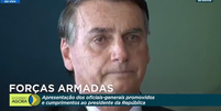 Bolsonaro chora durante cerimônia com militares em Brasília  Foto: Reprodução/TV Brasil