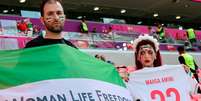 Torcedores fizeram protestos contra o regime no Irã durante a Copa do Mundo (Giuseppe CACACE / AFP)  Foto: Lance!