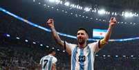 Lionel Messi celebra gol contra a Croácia na Copa 2022  Foto: Reuters