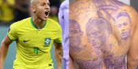 Richarlison faz tatuagem com rostos de Ronaldo, Neymar e frase de Pelé  Foto: Reprodução/Redes Sociais