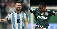 Endrick elogiou Messi nas redes sociais (Juan Mabromata/AFP/Cesar Greco/Palmeiras/Montagem LANCE!)  Foto: Lance!