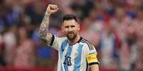 Messi comemora a classificação da Argentina para a final da Copa do Mundo (Foto: JUAN MABROMATA / AFP)  Foto: Lance!