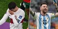 Cristiano deixou a Copa chorando e Messi saiu rindo por último (NELSON ALMEIDA / AFP
JUAN MABROMATA / AFP)  Foto: Lance!