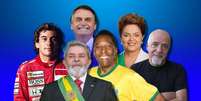 Senna, Lula, Bolsonaro, Pelé, Dilma e Coelho estão entre os brasileiros mais importantes de todos os tempos  Foto: Reproduções