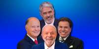 Lula entre Edir Macedo (Record), William Bonner (Globo) e Silvio Santos (SBT): resistência a Lula está menor nas TVs  Foto: 