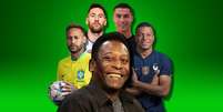 Pelé entre Neymar, Messi, Cristiano e Mbappé: maior ídolo do futebol acumulou fortuna menor do que merecia  Foto: Fotomontagem: Blog Sala de TV