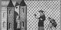 Ilustra&ccedil;&atilde;o do s&eacute;culo 13 mostra como eram tratados os portadores de hansen&iacute;ase na Idade M&eacute;dia  Foto: Getty Images / BBC News Brasil