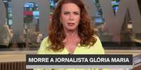 Leilane Neubarth se comove ao comentar a morte da colega Gloria Maria  Foto: Reprodução/TV