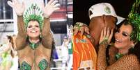 Viviane Araujo brilhou em ensaio de Carnaval e recebeu carinho do marido na concentração.  Foto: AGNews / Purepeople