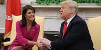 Nikki Haley durante encontro com Donald Trump em 2018  Foto: Getty Images / BBC News Brasil