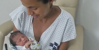 Gabriela Pereira, de 26 anos, entrou em trabalho de parto e teve de dar à luz em casa, em São Sebastião  Foto: Reprodução/TV Globo