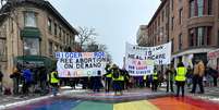 Manifestantes pró-aborto marcham para o Capitólio, em Madison, Wisconsin em janeiro deste ano  Foto: Reuters