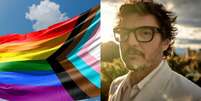 Pedro Pascal publicou foto de bandeira LGBTQIA+ nas redes sociais. O ator é apoiador da comunidade  Foto: Reprodução/Instagram